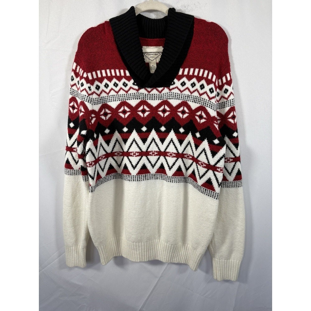 St. Johns Bay sweater size M pullover red, white black